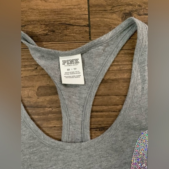 PINK VS OMBRÉ BLING LOGO TANK/ BOYFRIEND SHORTS OUTFIT SET XS - Picture 5 of 9